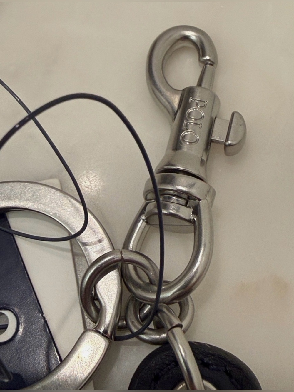 NEW Polo Ralph Lauren RL-67 SURF BEAR - LEATHER Key Ring Keychain - NAVY BLUE - Picture 4 of 5